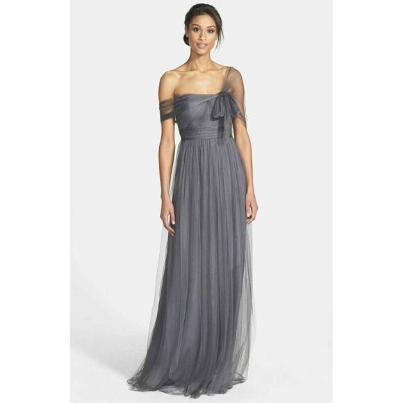 Jenny Yoo BHLDN SZ 6 Annabelle Convertible Bridesmaid Dress Formal Gown Gray - Picture 2 of 13
